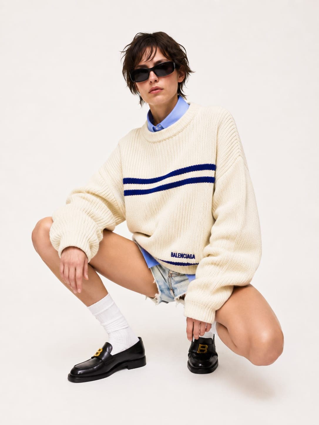 Balenciaga crouch pose